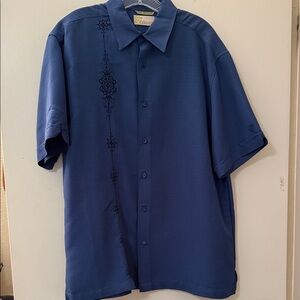 Cubavera Navy Blue Casual Button Down Shirt